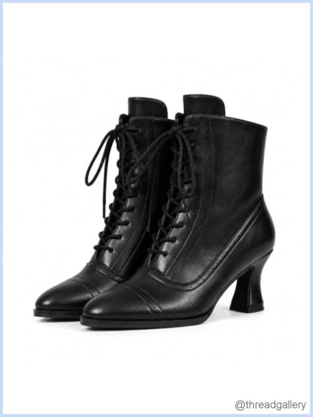 Victorian Mid-Calf Boots Women Block Heel PU Renaissance Witch Shoes